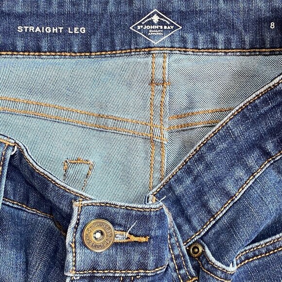 St. John's Bay Straight Leg Mid-Rise Blue Jeans Womens 8 #20L - Picture 8 of 10